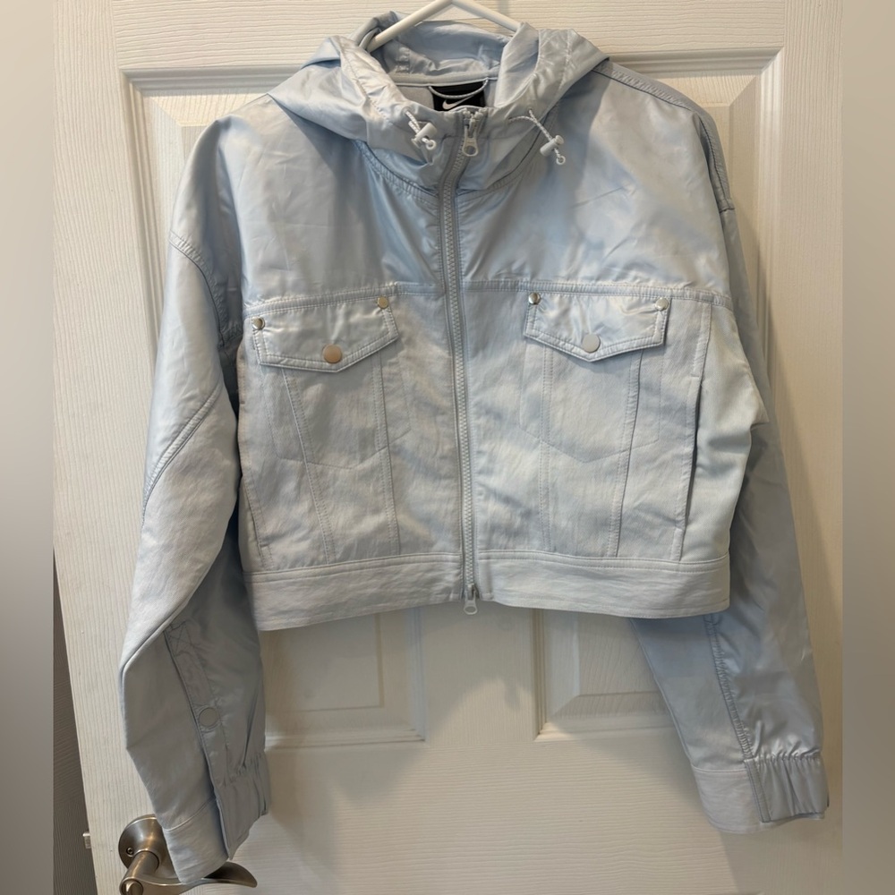 Nike City Ready Cropped Light Blue Hooded Jacket